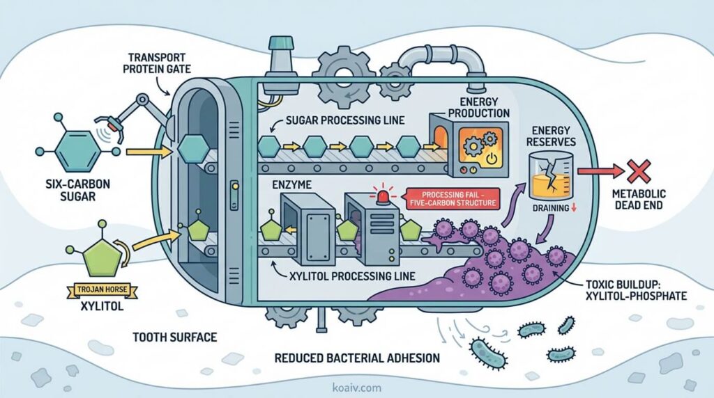Schematic-of-xylitol-uptake-and-metabolic-blockade-in-S.-mutans