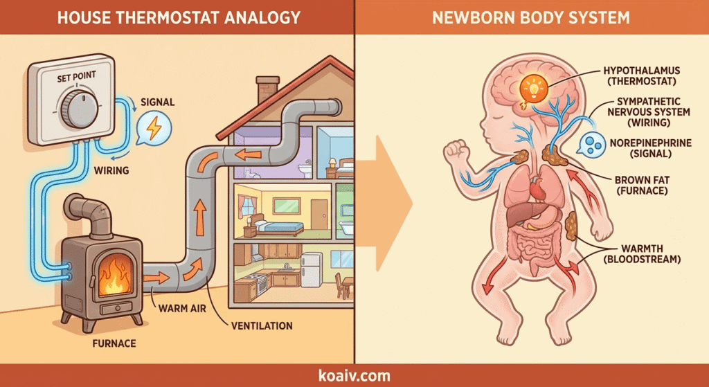 Brown Fat in Babies: How Newborns Stay Warm Without Shivering 4 Think-of-the-hypothalamus-as-a-thermostat-on-a-wall