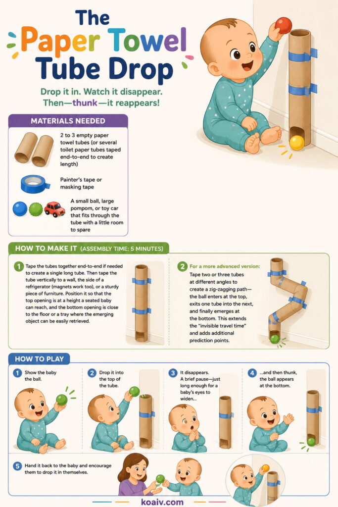 How to Make Homemade Object Permanence Toys Using Everyday Household Items 6 Homemade Object Permanence Toys The Paper Towel Tube Drop